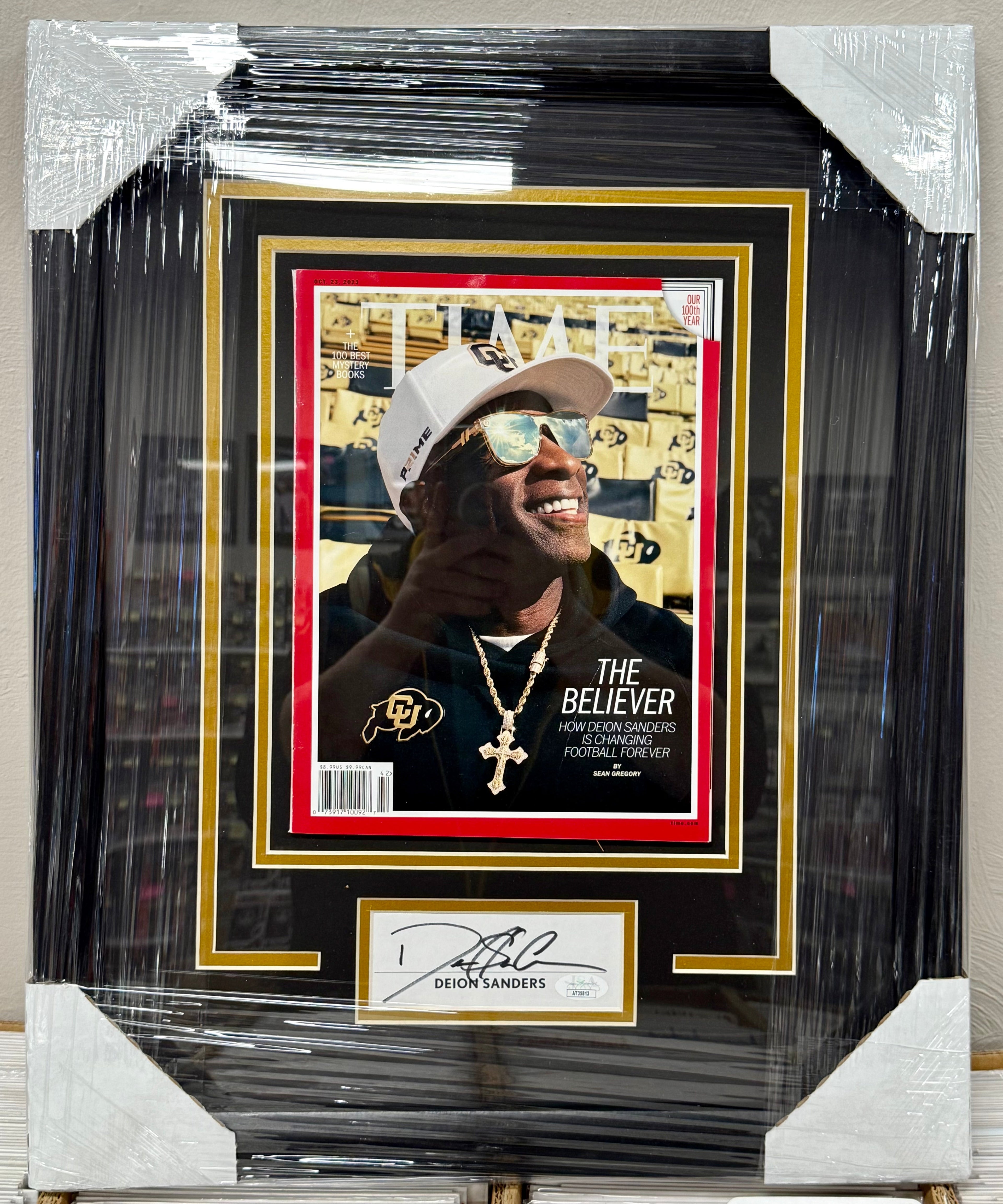 deion-coach-prime-sanders-framed-signed-cut-with-time-magazine-jsa-coa