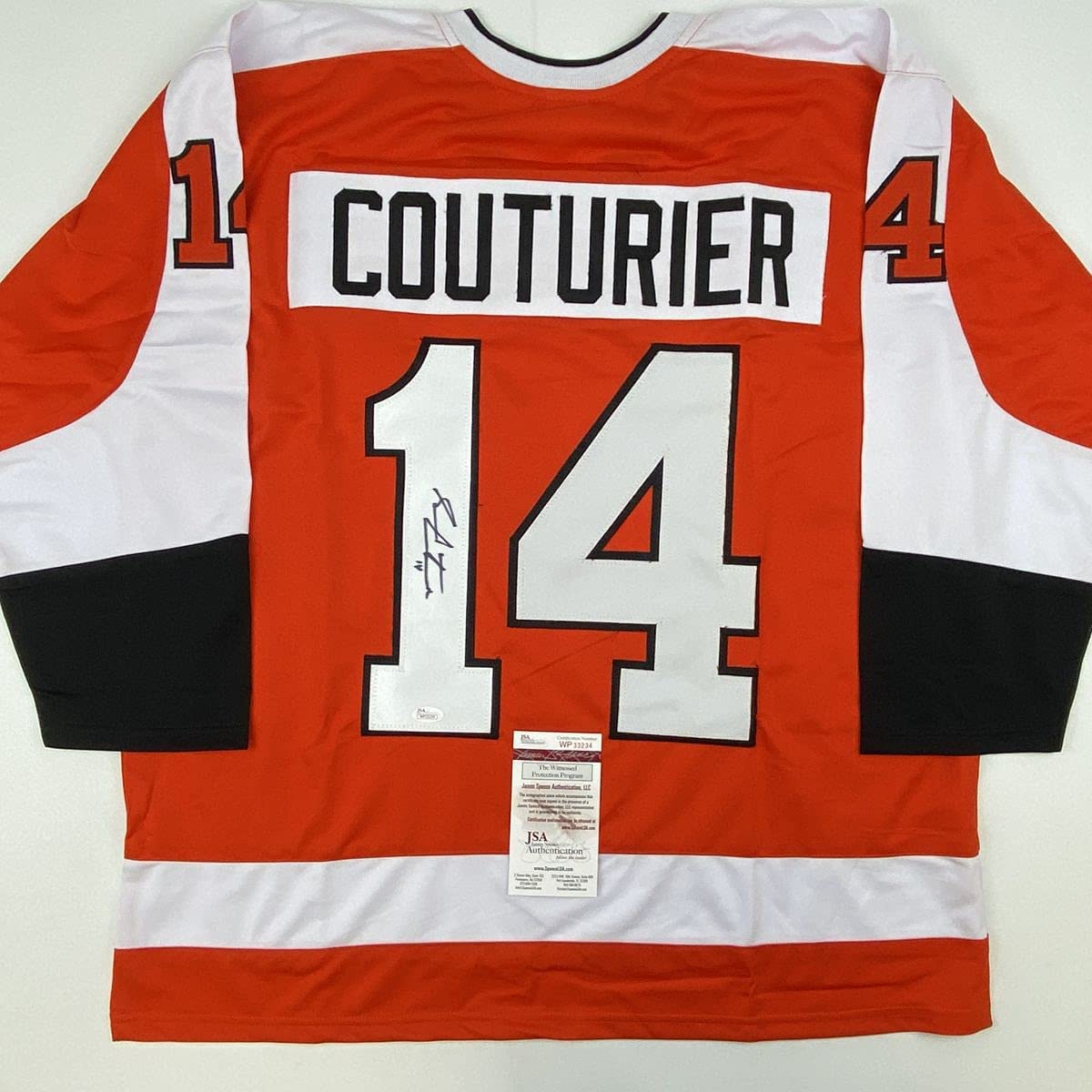 autographed-signed-sean-couturier-philadelphia-orange-hockey-jersey-jsa-coa