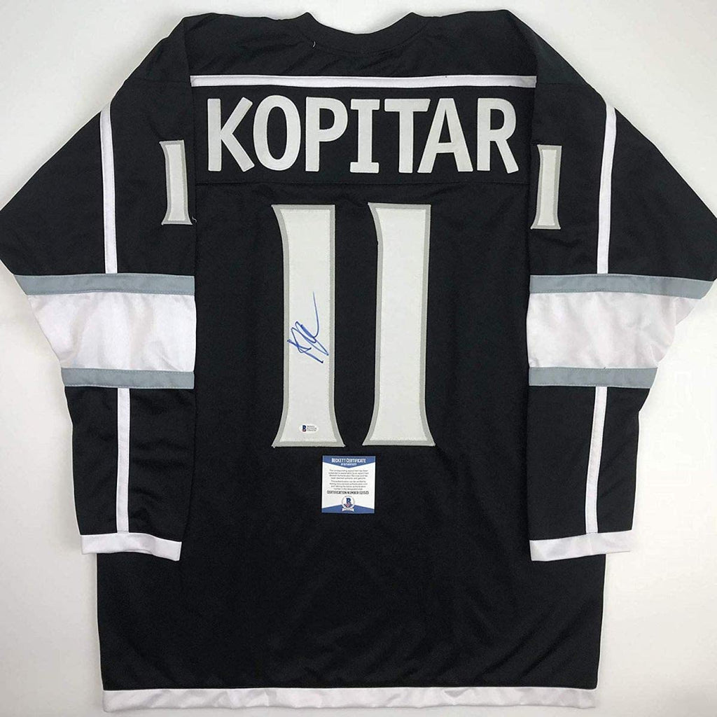 autographed-signed-anze-kopitar-los-angeles-la-black-hockey-jersey-beckett-bas-coa