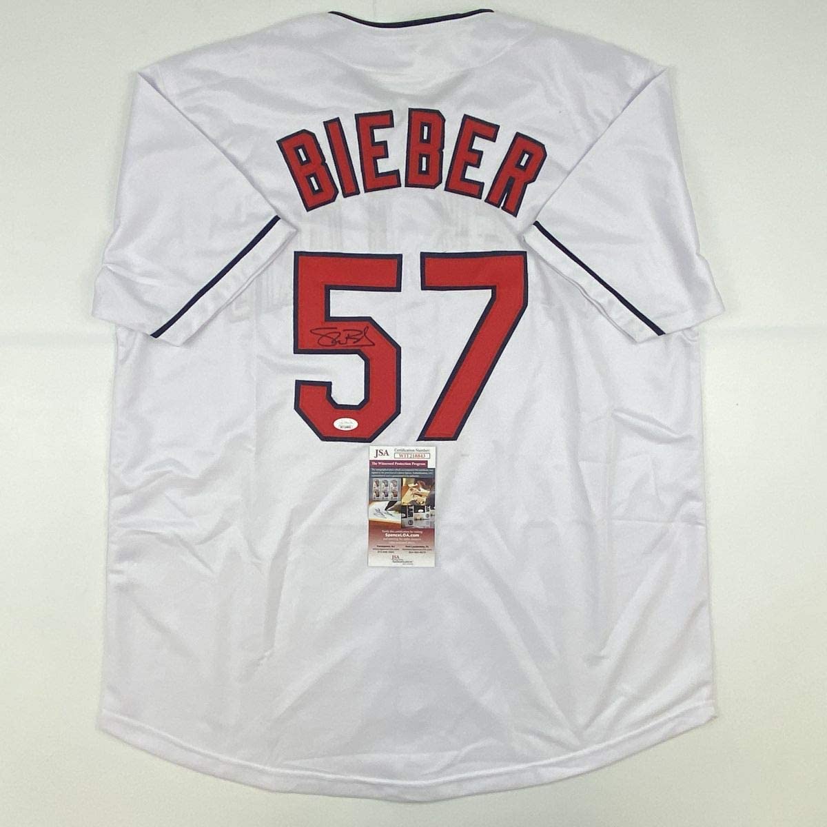 autographed-signed-shane-bieber-cleveland-white-baseball-jersey-jsa-coa