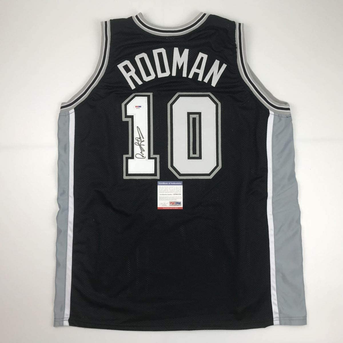 autographed-signed-dennis-rodman-san-antonio-black-basketball-jersey-psa-dna-coa