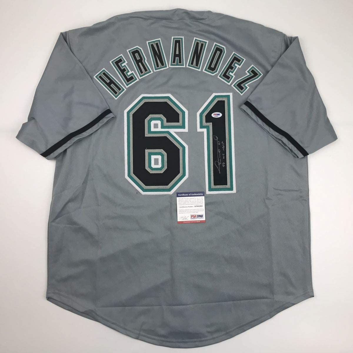 autographed-signed-livan-hernandez-97-ws-mvp-florida-grey-baseball-jersey-psa-dna-coa
