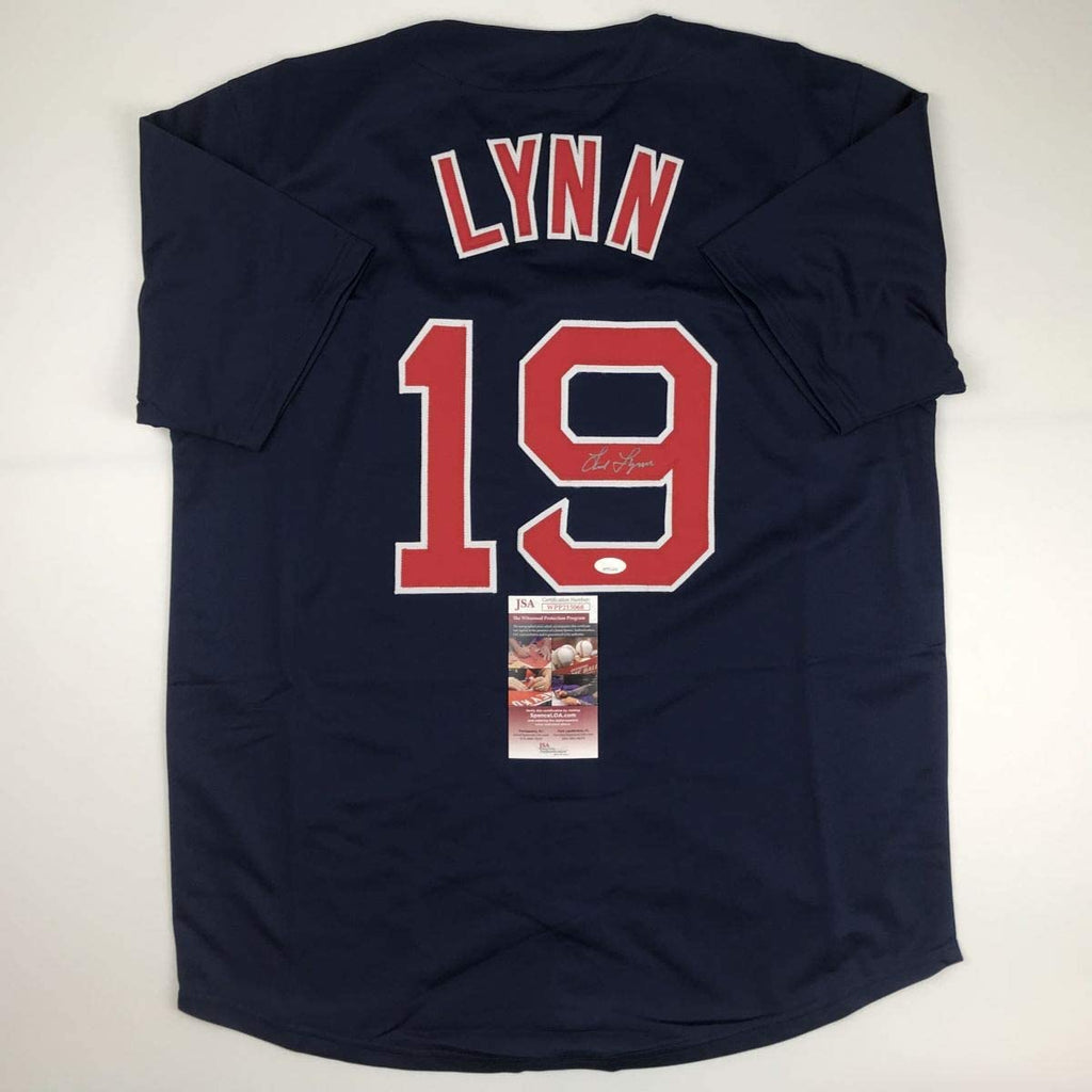 autographed-signed-fred-lynn-boston-blue-baseball-jersey-jsa-coa
