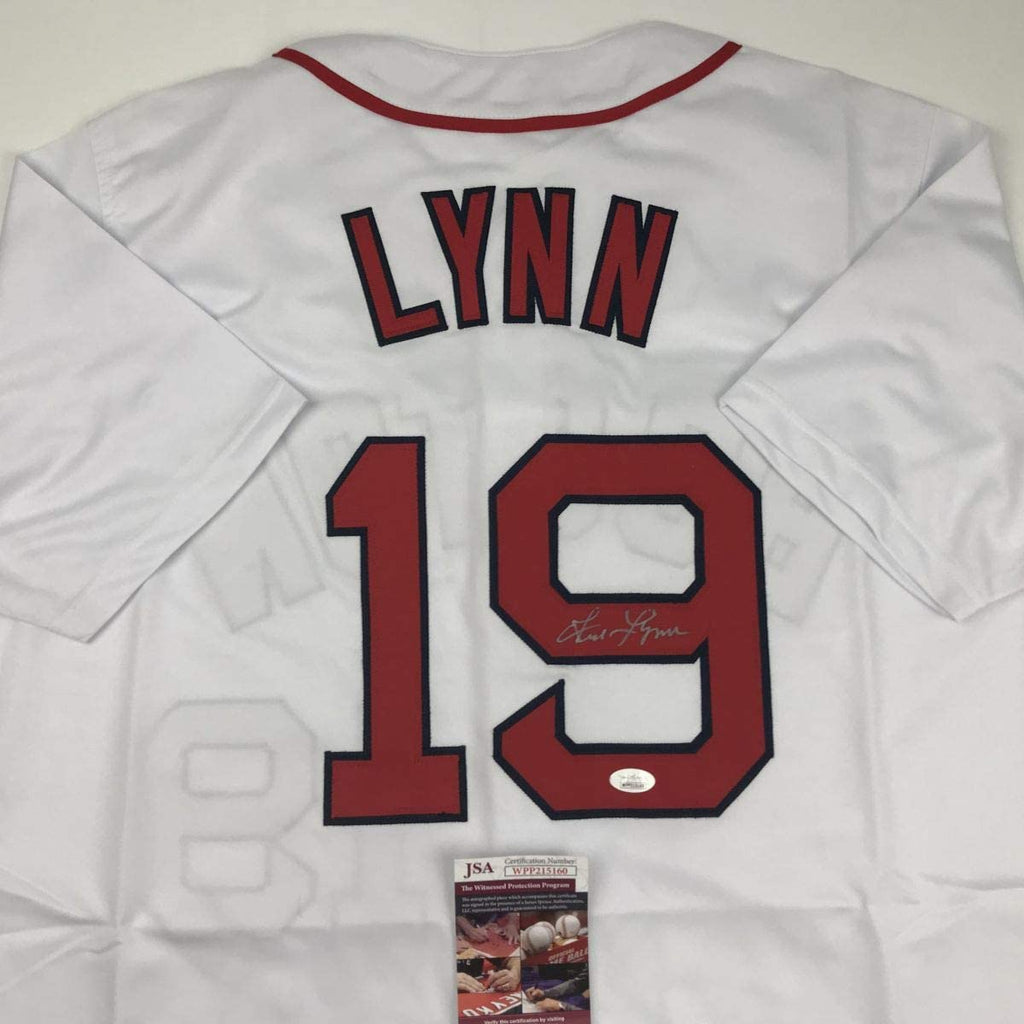 autographed-signed-fred-lynn-boston-white-baseball-jersey-jsa-coa