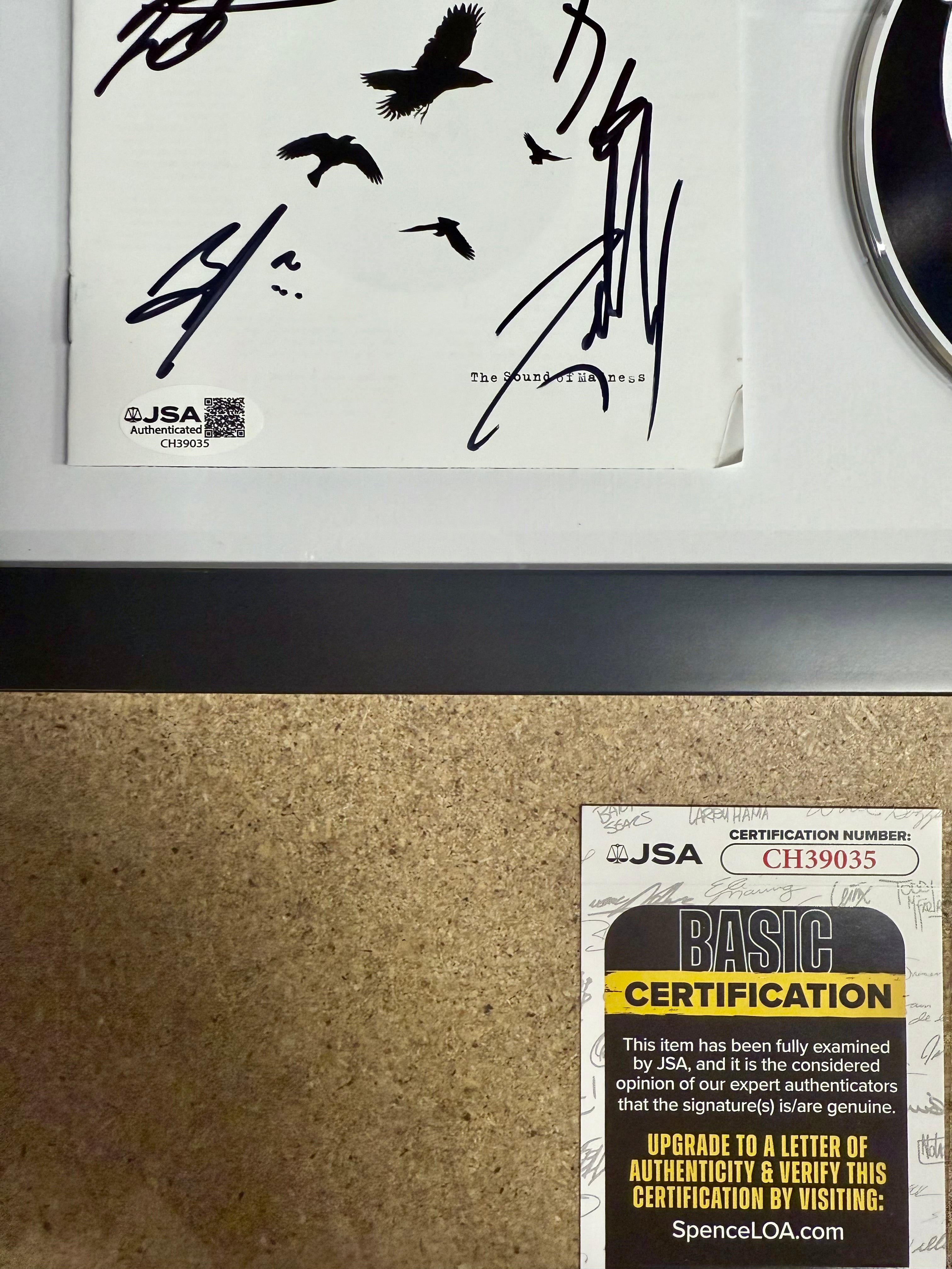 Shinedown Complete Band (Brent Smith) Signed Sound Of Madness Framed CD With JSA COA