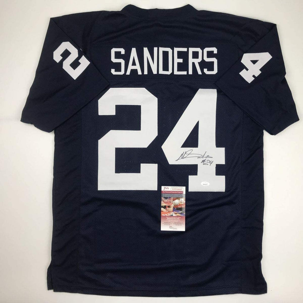 autographed-signed-miles-sanders-penn-state-blue-college-football-jersey-jsa-coa