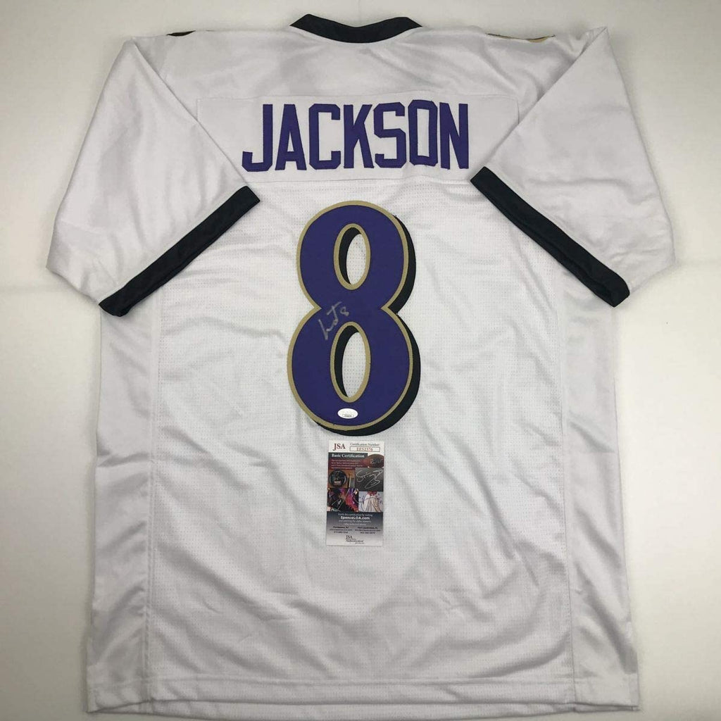 autographed-signed-lamar-jackson-baltimore-white-football-jersey-jsa-coa