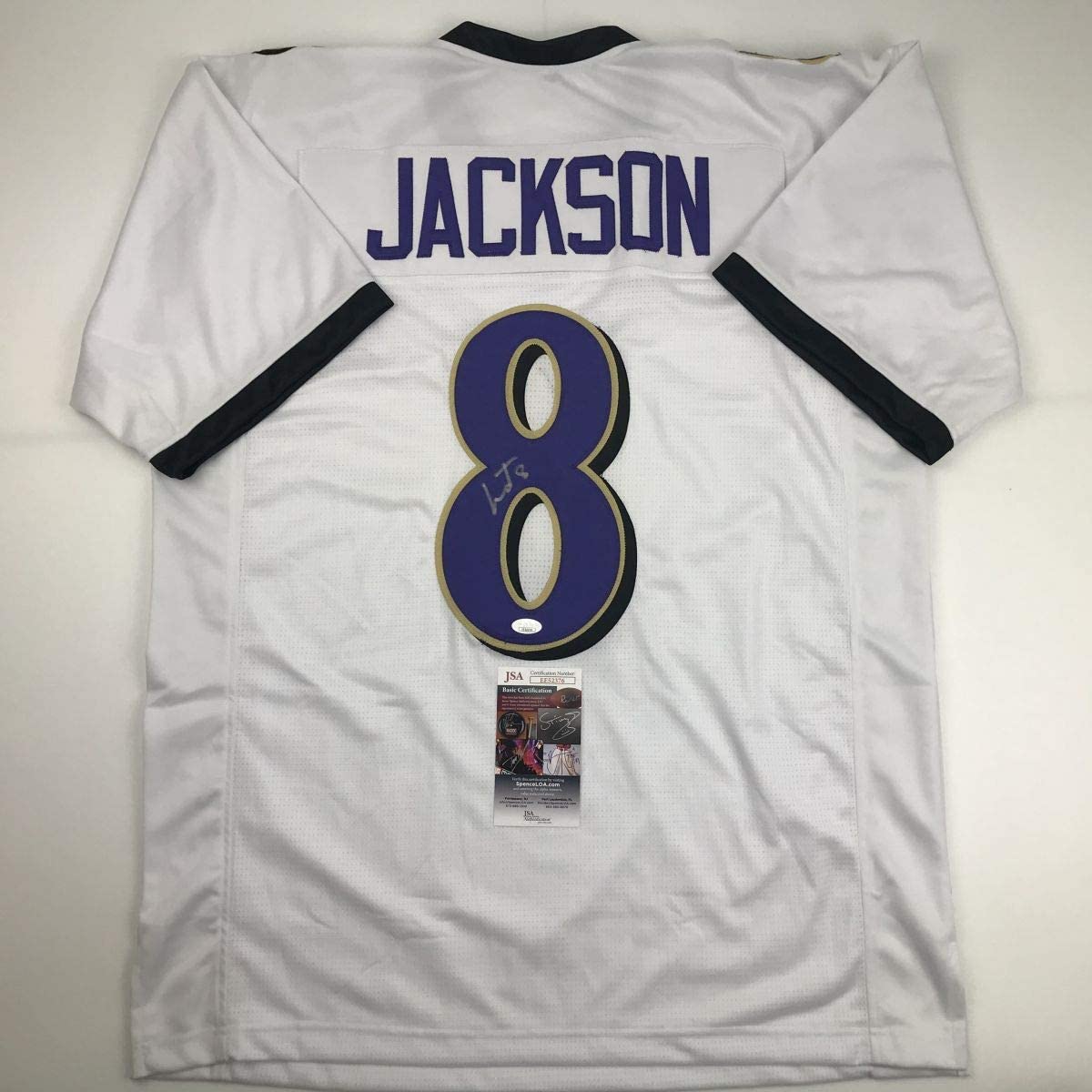 autographed-signed-lamar-jackson-baltimore-white-football-jersey-jsa-coa