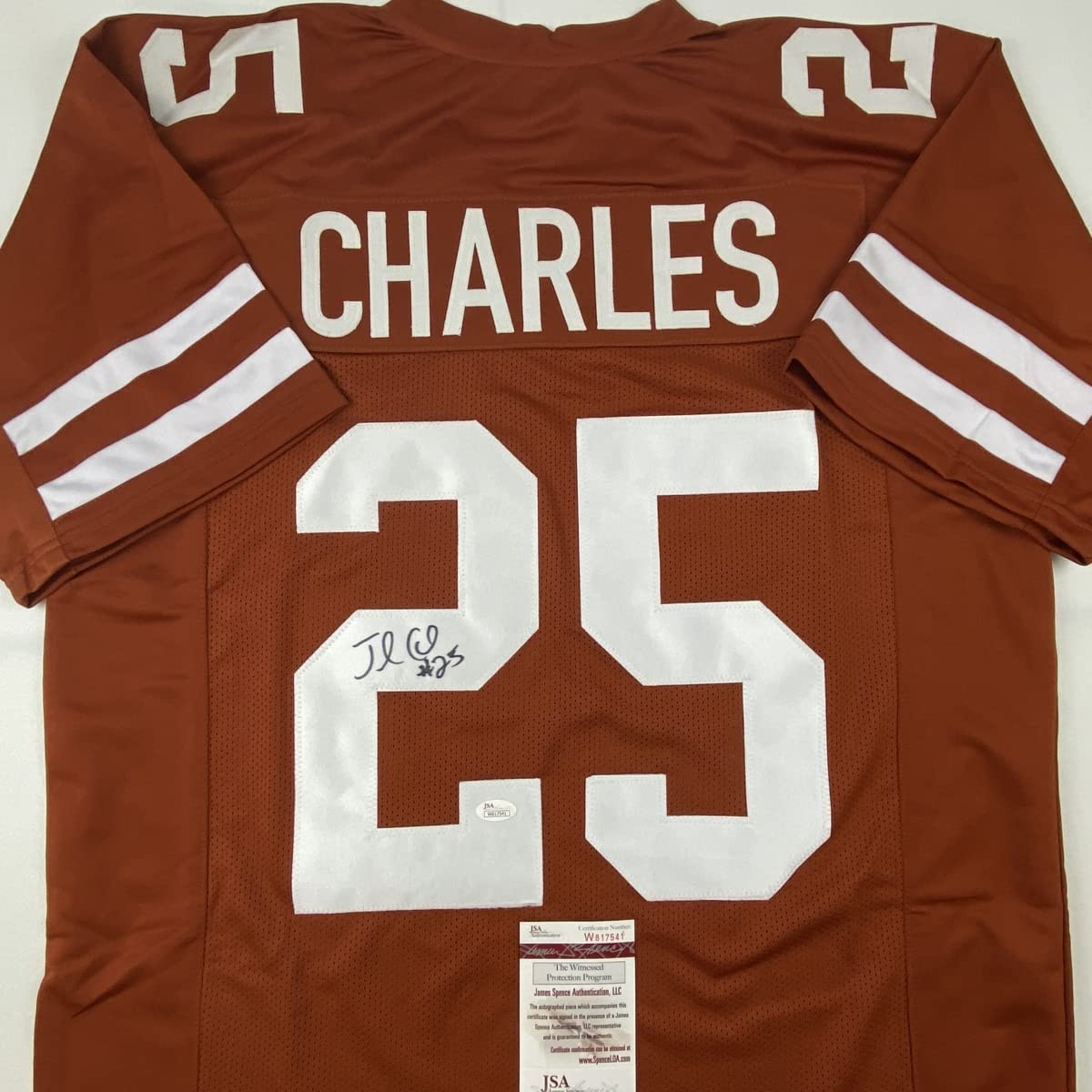 autographed-signed-jamaal-charles-texas-orange-college-football-jersey-jsa-coa