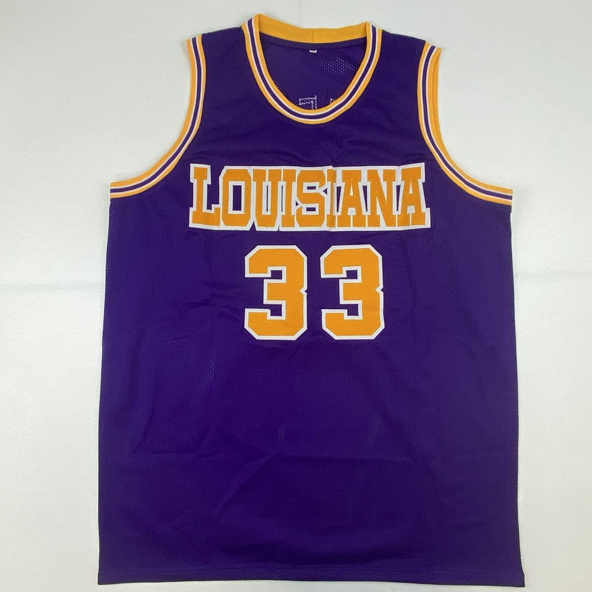 autographed-signed-shaquille-shaq-oneal-lsu-purple-basketball-jersey-beckett-bas-coa