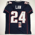 autographed-signed-ty-law-new-england-blue-football-jersey-jsa-coa