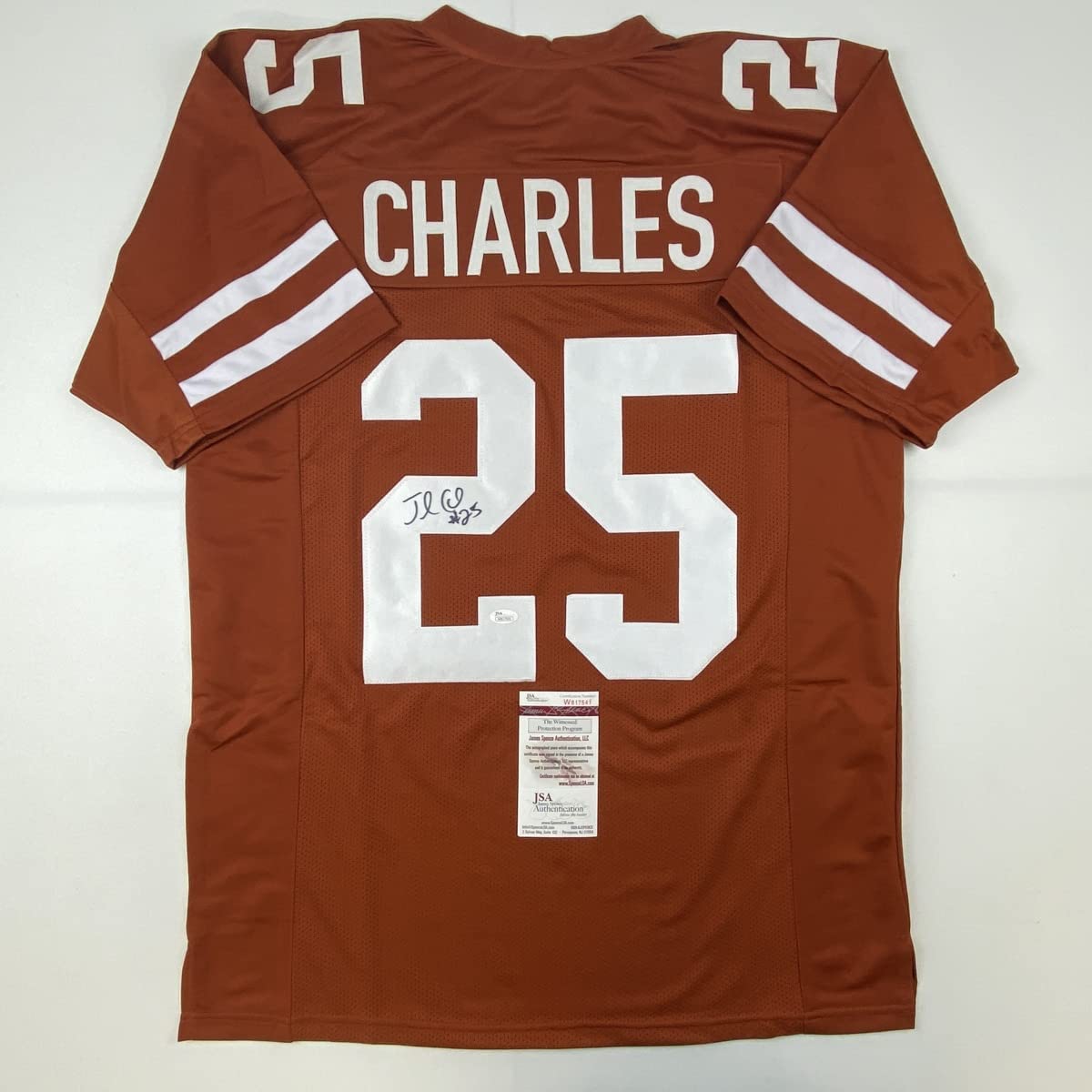 autographed-signed-jamaal-charles-texas-orange-college-football-jersey-jsa-coa