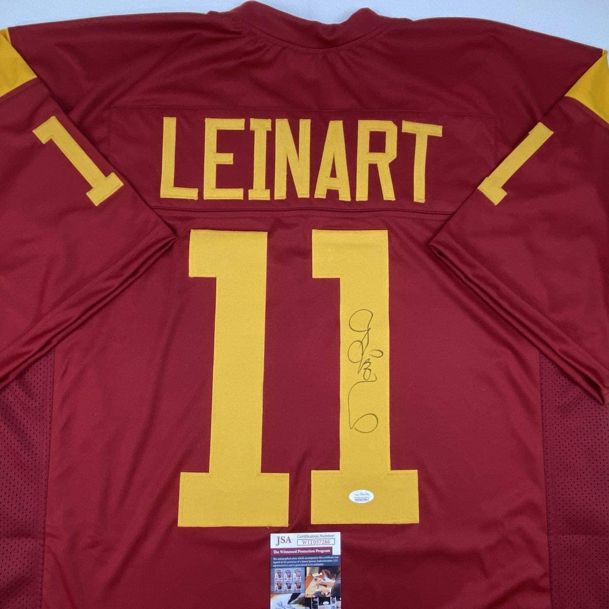 autographed-signed-matt-leinart-usc-southen-cal-red-college-football-jersey-jsa-coa