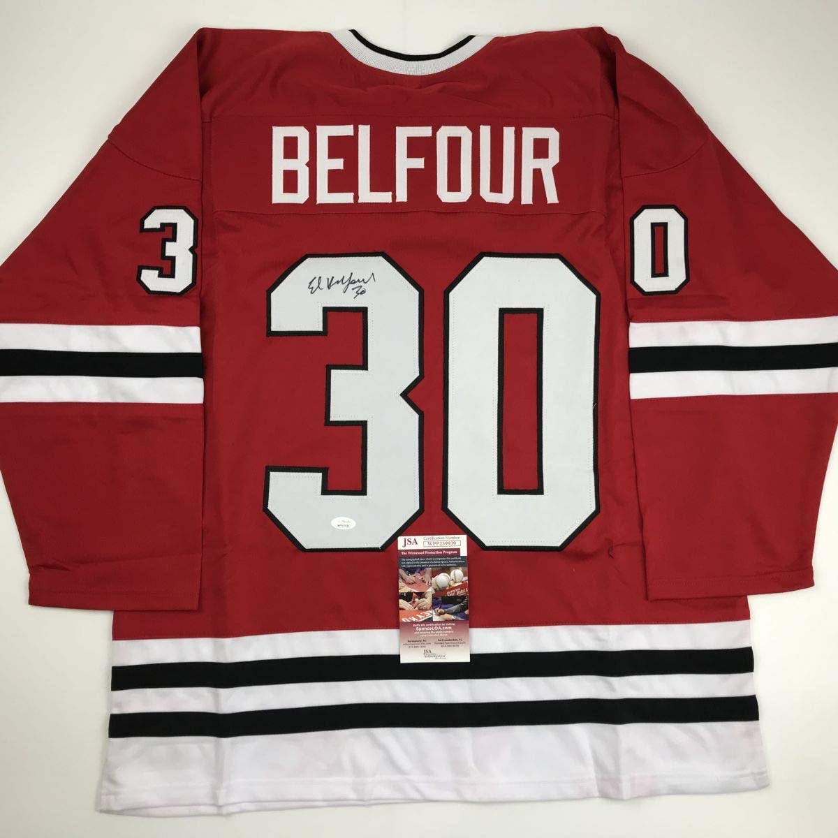 autographed-signed-ed-belfour-chicago-red-hockey-jersey-jsa-coa