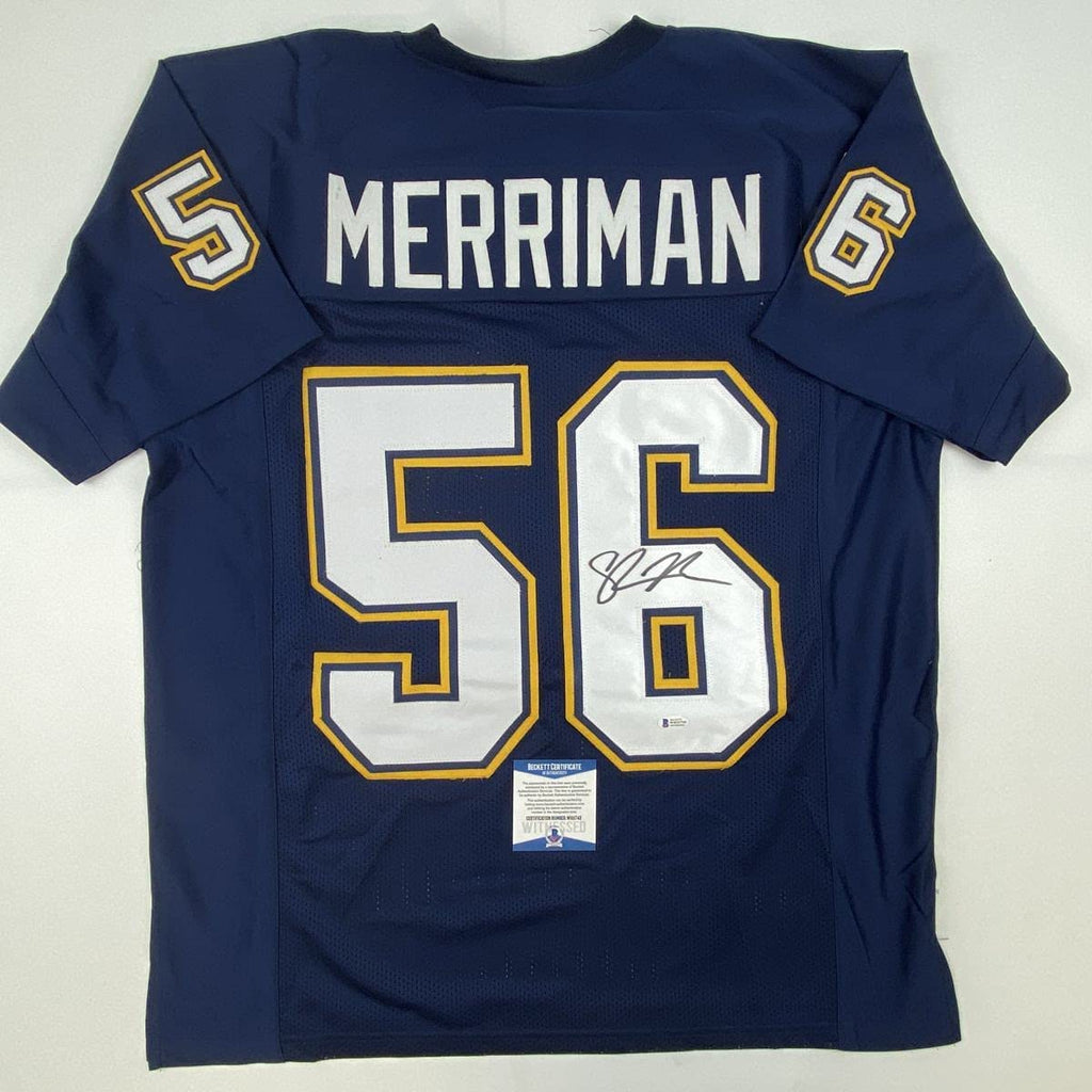 autographed-signed-shawne-merriman-san-diego-dark-blue-football-jersey-beckett-bas-coa