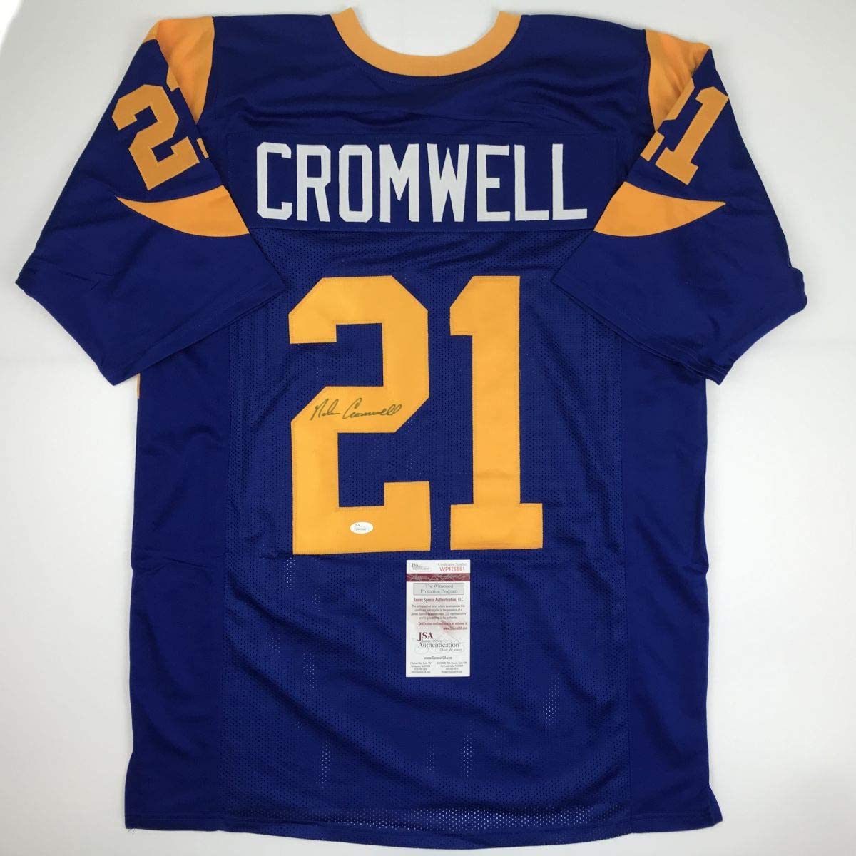 autographed-signed-nolan-cromwell-los-angeles-la-blue-football-jersey-jsa-coa