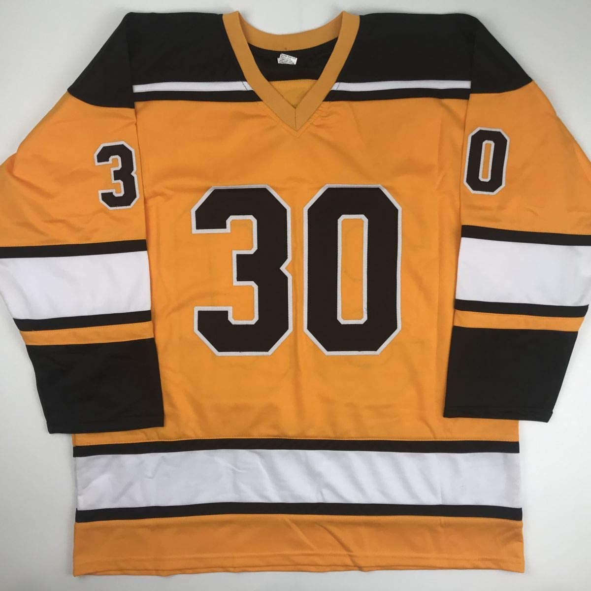autographed-signed-gerry-cheevers-hof-85-boston-yellow-hockey-jersey-jsa-coa