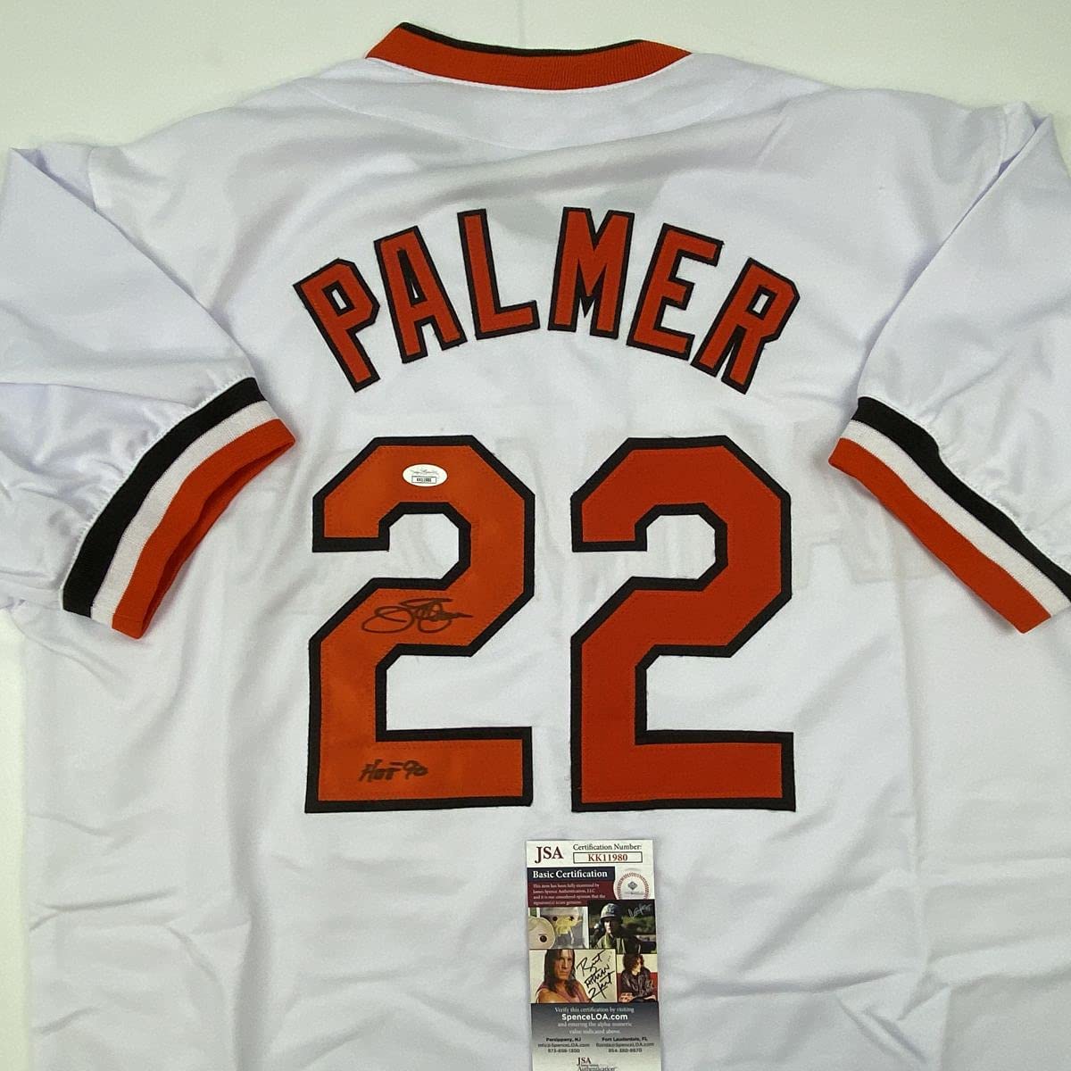 autographed-signed-jim-palmer-hof-1990-baltimore-white-baseball-jersey-jsa-coa
