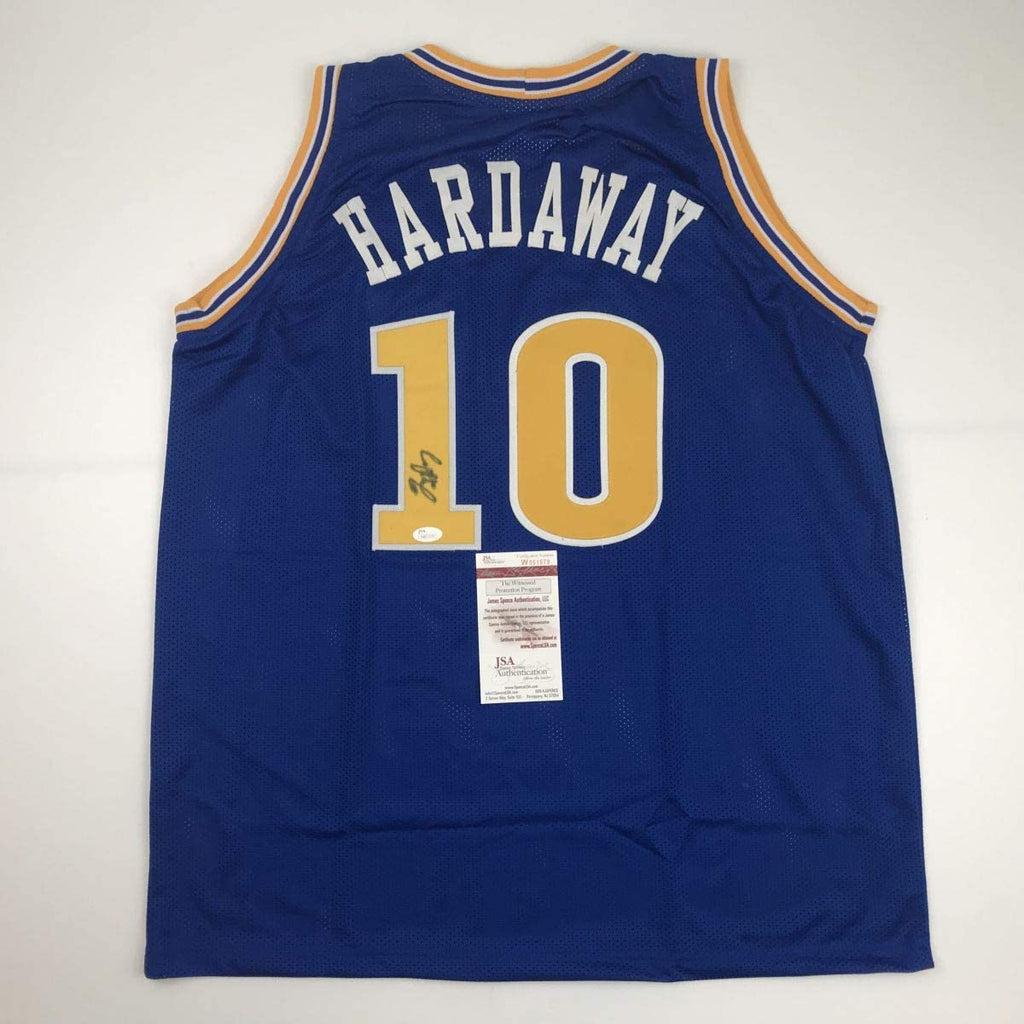 autographed-signed-tim-hardaway-golden-state-blue-basketball-jersey-jsa-coa