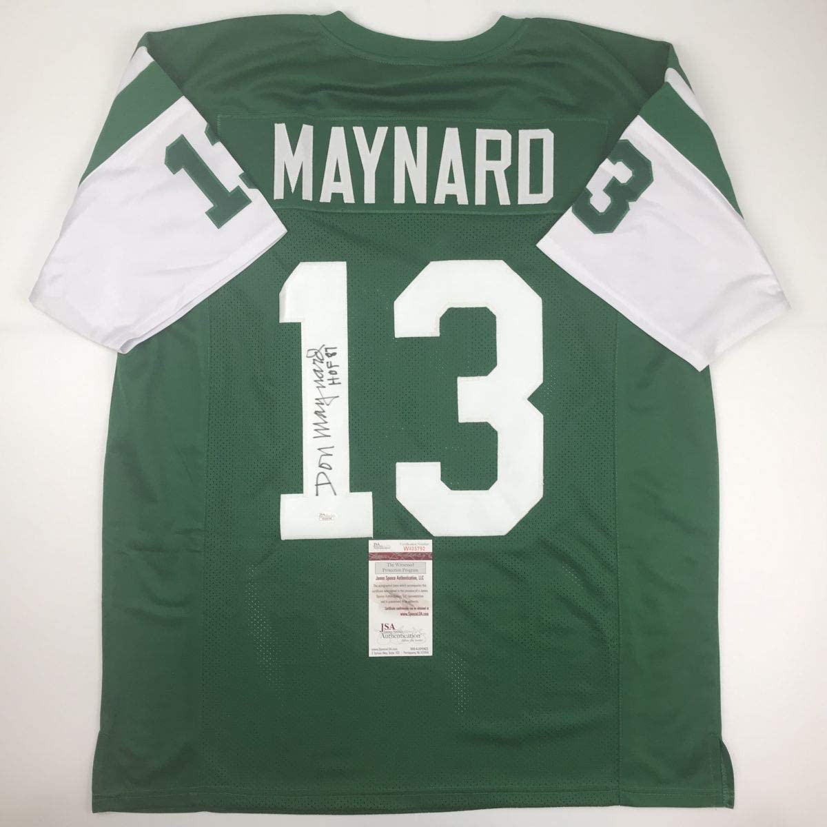 autographed-signed-don-maynard-hof-87-new-york-green-football-jersey-jsa-coa