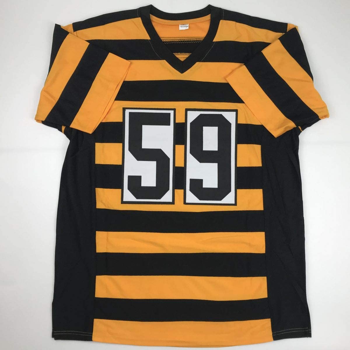 autographed-signed-jack-ham-hof-88-pittsburgh-bumble-bee-football-jersey-jsa-coa