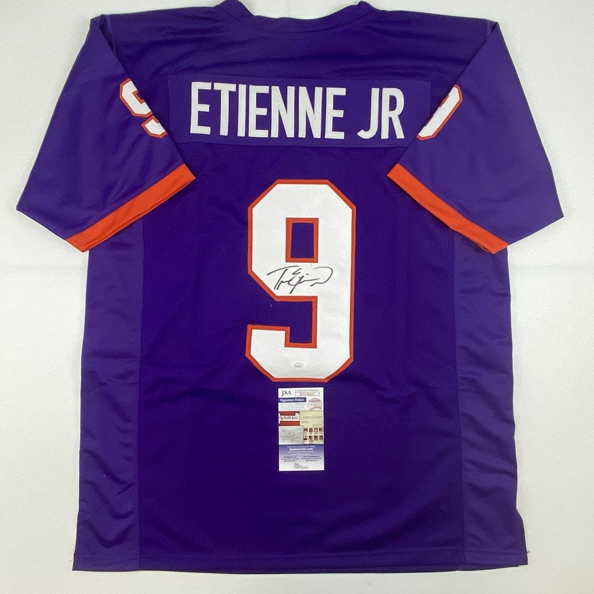autographed-signed-travis-etienne-jr-clemson-purple-college-football-jersey-jsa-coa