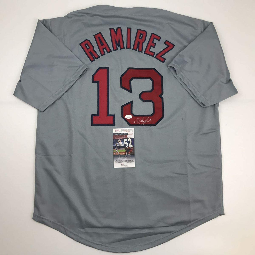 autographed-signed-hanley-ramirez-boston-grey-baseball-jersey-jsa-coa