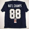 autographed-signed-lou-holtz-1988-national-champs-notre-dame-blue-college-football-jersey-jsa-coa