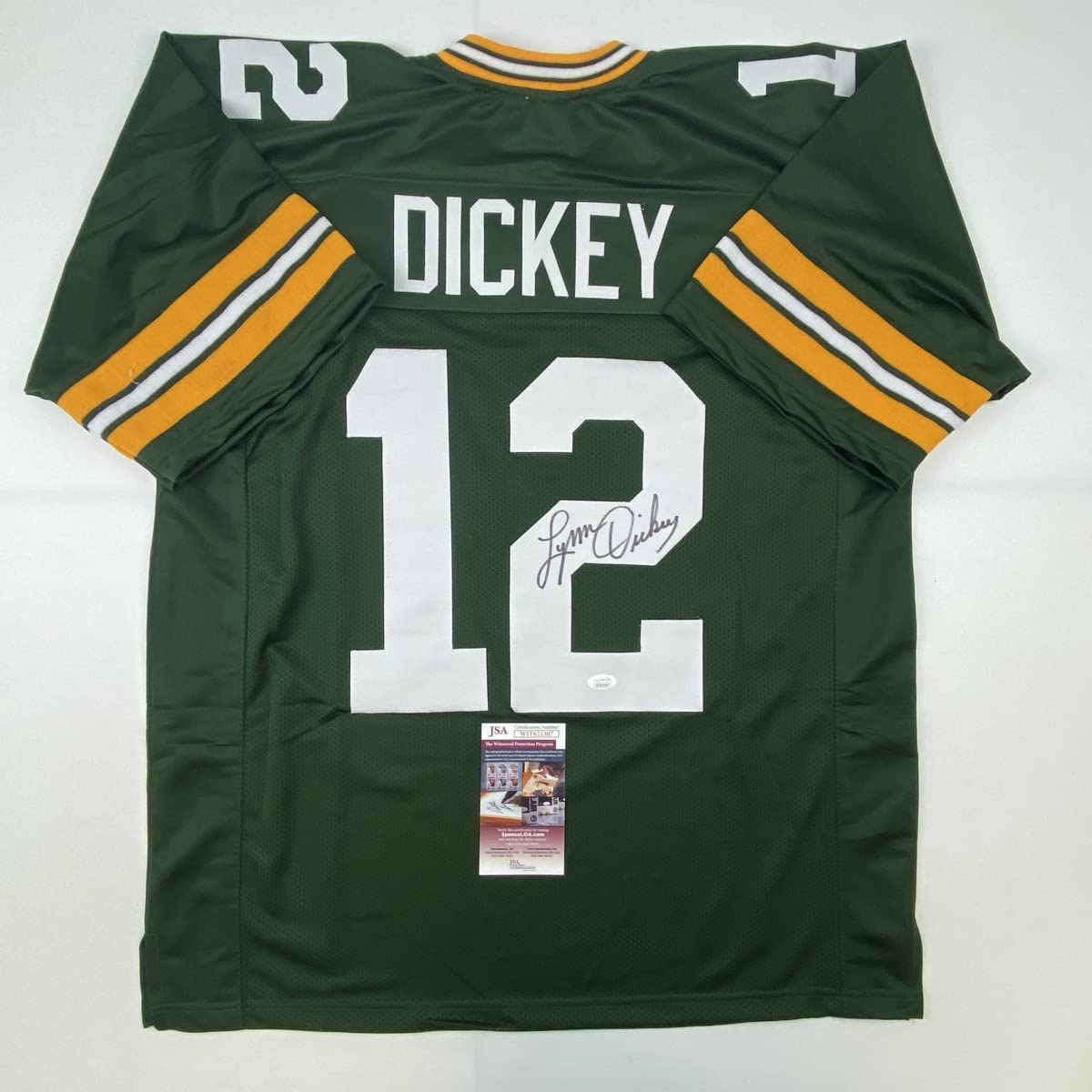 autographed-signed-lynn-dickey-green-bay-green-football-jersey-jsa-coa