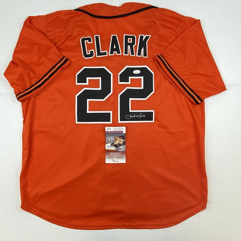 autographed-signed-jack-clark-san-francisco-orange-baseball-jersey-jsa-coa