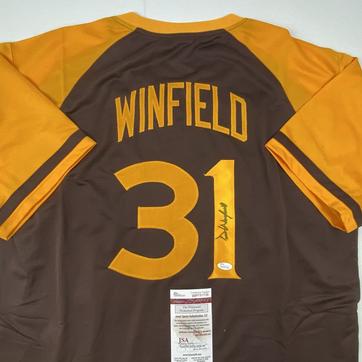 autographed-signed-dave-winfield-san-diego-brown-retro-baseball-jersey-jsa-coa