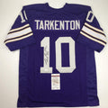 autographed-signed-fran-tarkenton-hof-86-minnesota-purple-football-jersey-jsa-coa