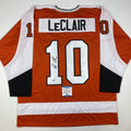 autographed-signed-john-leclair-philadelphia-orange-hockey-jersey-beckett-bas-coa