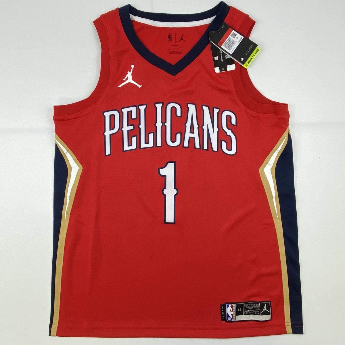 autographed-signed-zion-williamson-new-orleans-pelicans-red-swingman-jordan-basketball-jersey-fanatics-coa