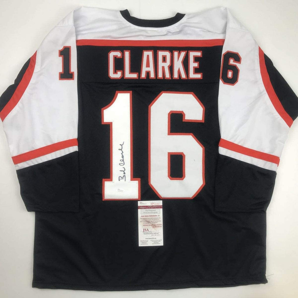 autographed-signed-bob-bobby-clarke-philadelphia-black-hockey-jersey-jsa-coa