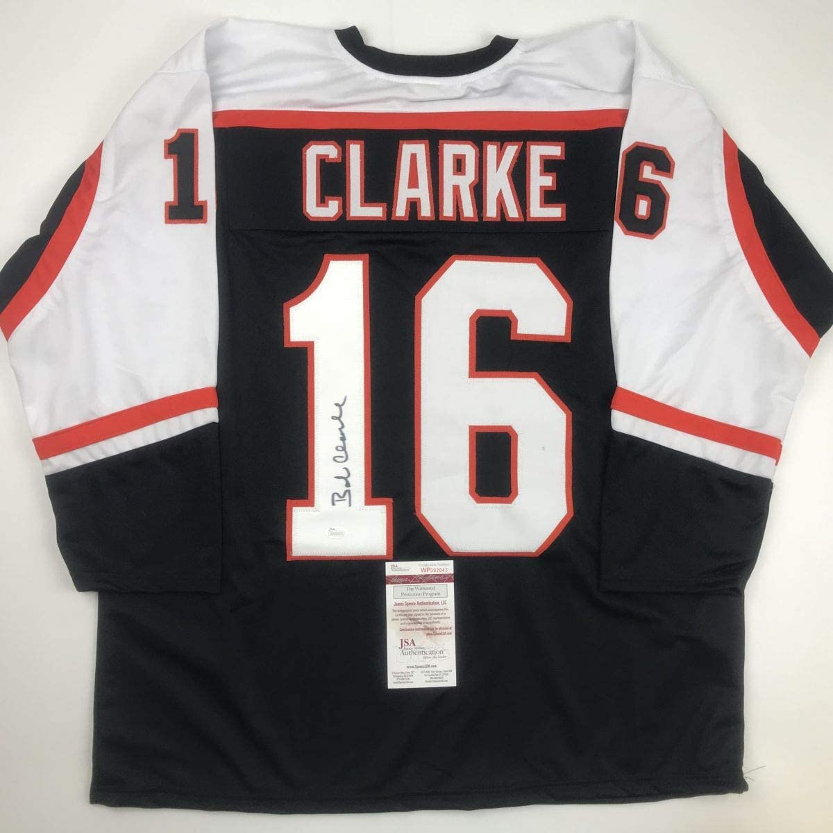autographed-signed-bob-bobby-clarke-philadelphia-black-hockey-jersey-jsa-coa