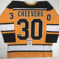 autographed-signed-gerry-cheevers-hof-85-boston-yellow-hockey-jersey-jsa-coa