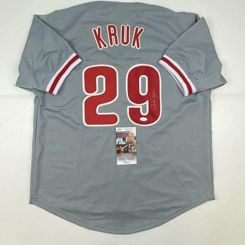 autographed-signed-john-kruk-philadelphia-grey-baseball-jersey-jsa-coa