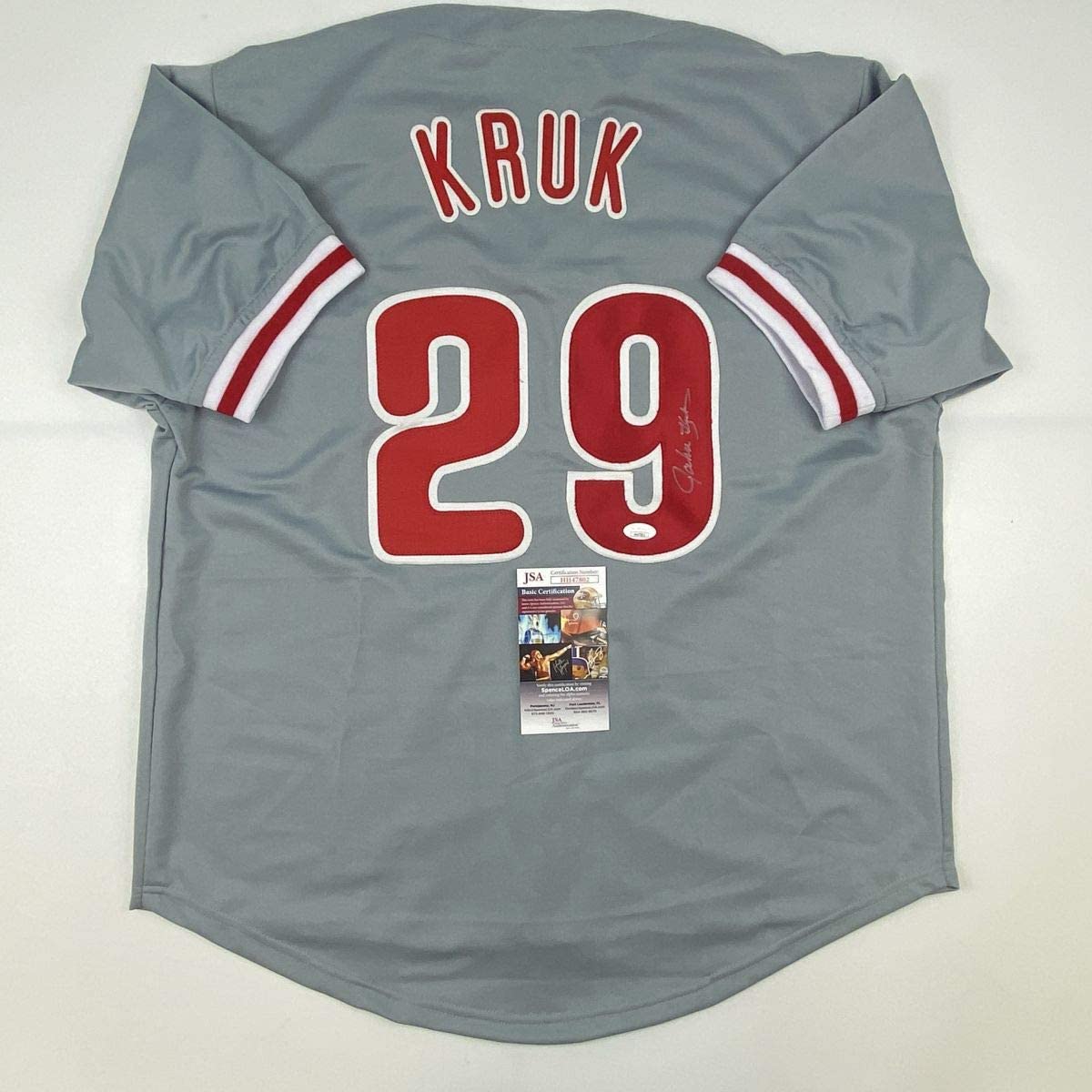 autographed-signed-john-kruk-philadelphia-grey-baseball-jersey-jsa-coa