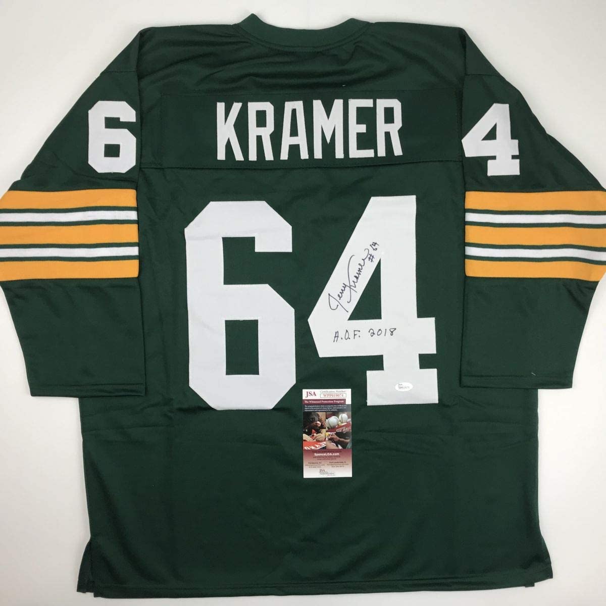 autographed-signed-jerry-kramer-hof-2018-green-bay-green-football-jersey-jsa-coa