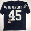 autographed-signed-rudy-ruettiger-never-quit-notre-dame-blue-college-football-jersey-jsa-coa