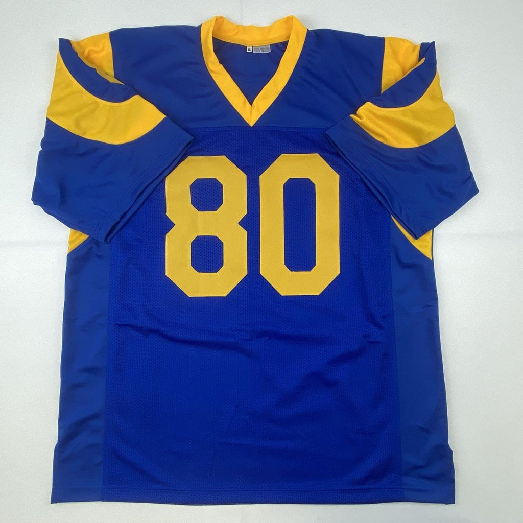 autographed-signed-henry-ellard-los-angeles-la-blue-football-jersey-jsa-coa