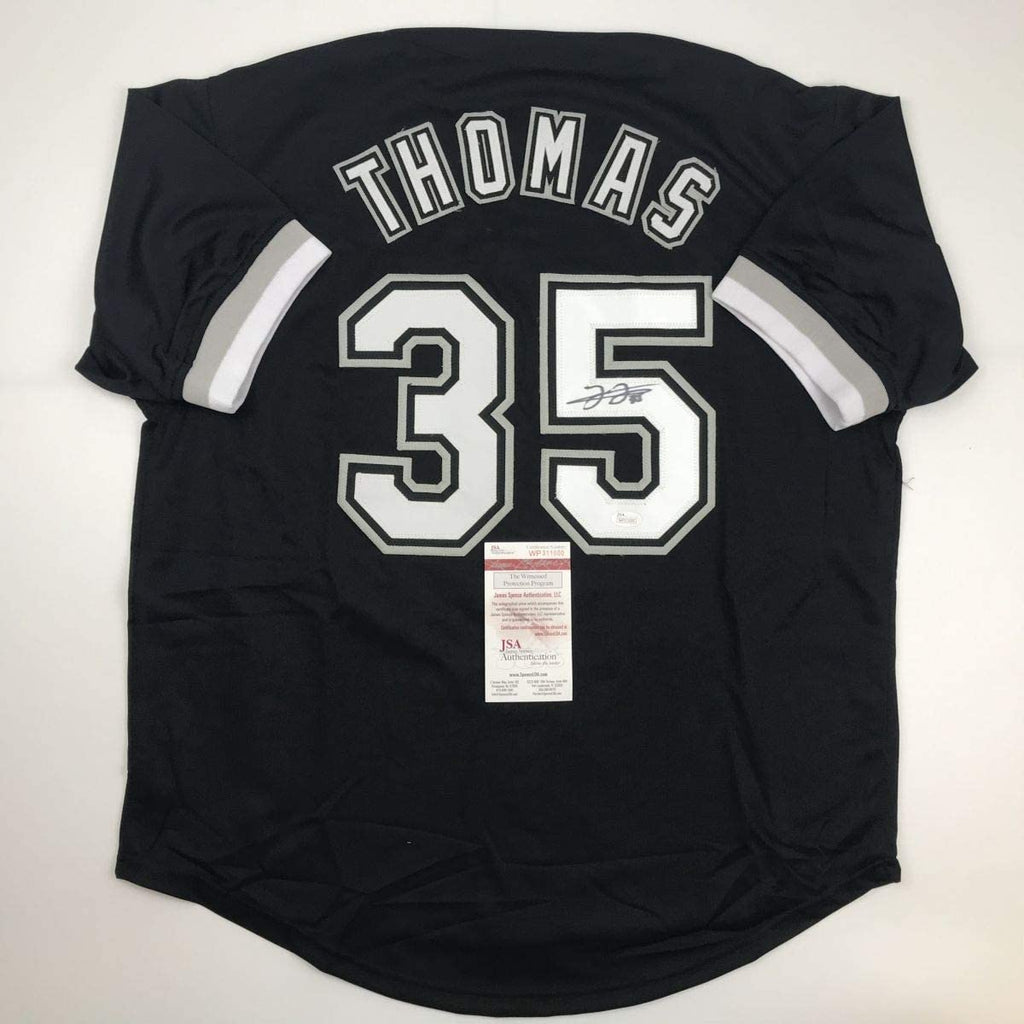 autographed-signed-frank-thomas-chicago-black-baseball-jersey-jsa-coa