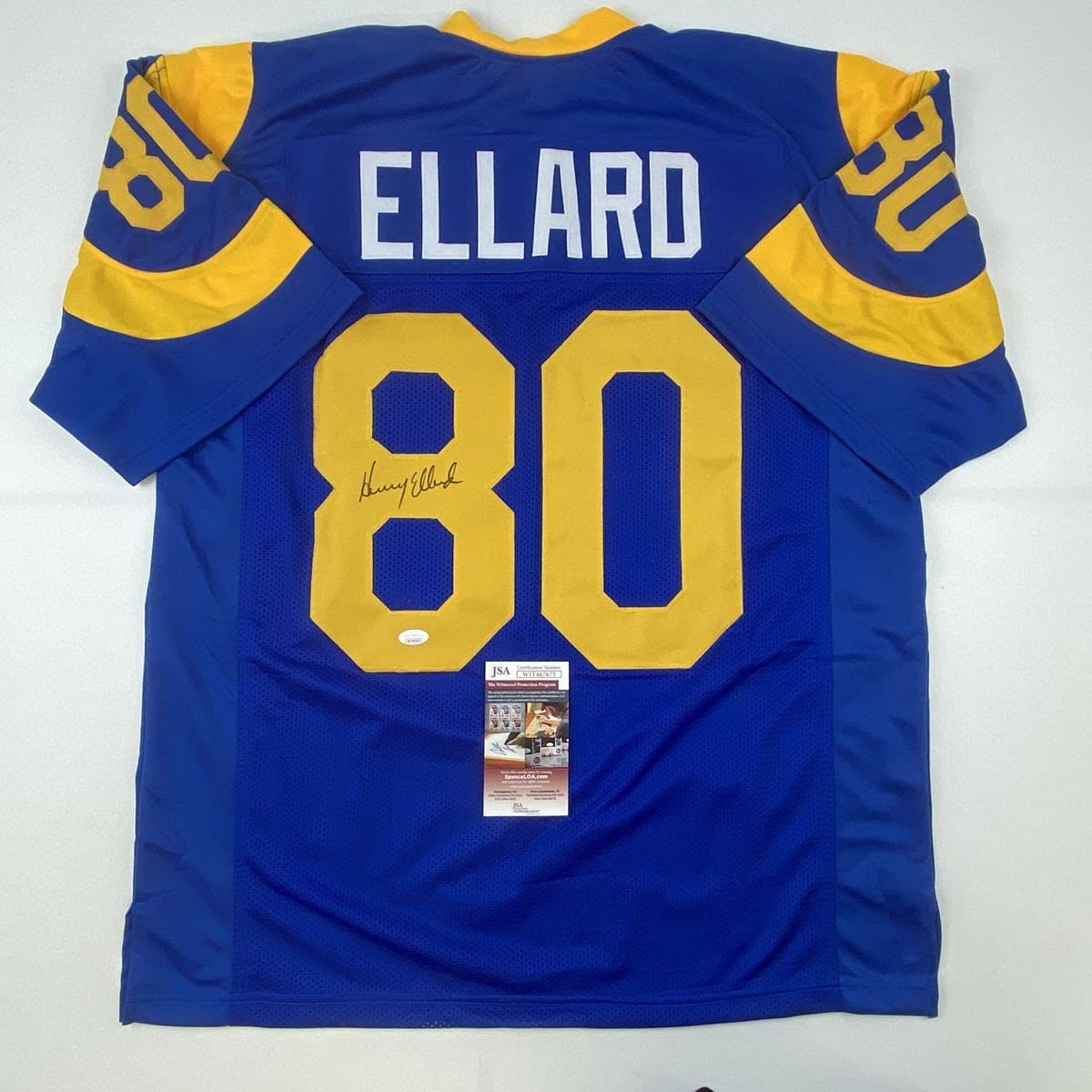 autographed-signed-henry-ellard-los-angeles-la-blue-football-jersey-jsa-coa