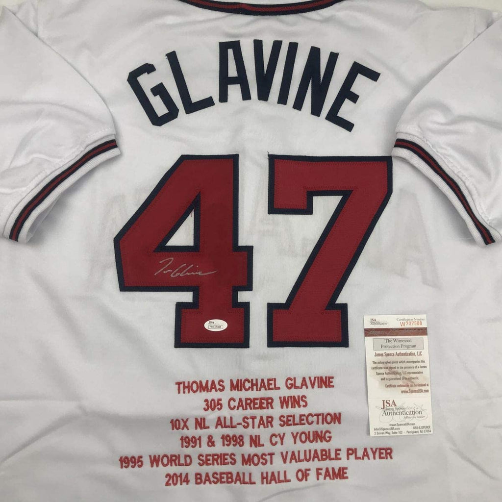 autographed-signed-tom-glavine-atlanta-white-stat-baseball-jersey-jsa-coa