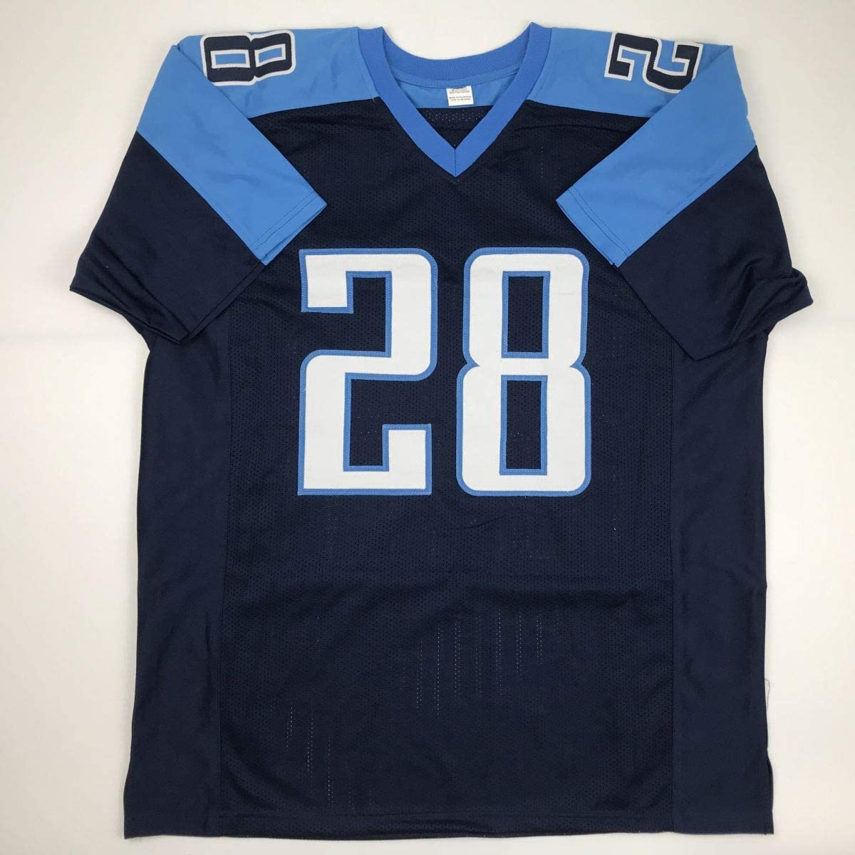 autographed-signed-chris-johnson-tennessee-dark-blue-football-jersey-jsa-coa