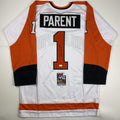 autographed-signed-bernie-parent-philadelphia-white-hockey-jersey-jsa-coa