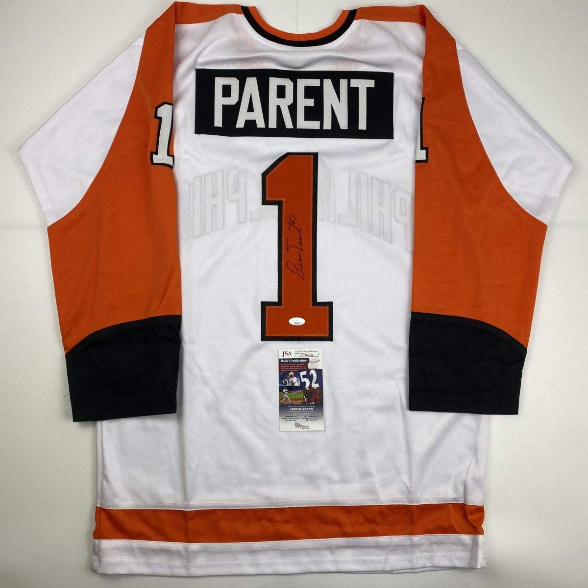 autographed-signed-bernie-parent-philadelphia-white-hockey-jersey-jsa-coa