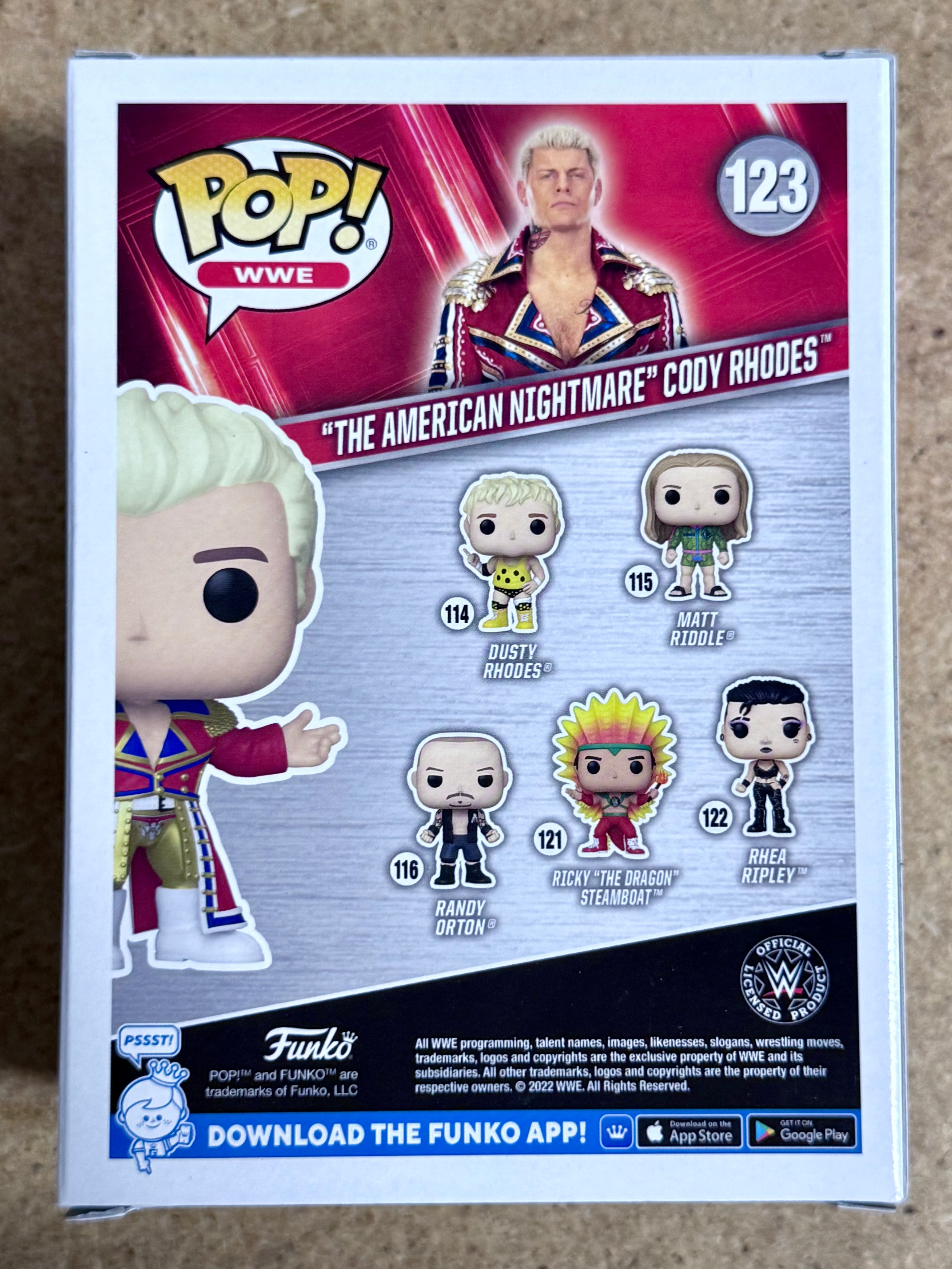 cody-rhodes-the-american-nightmare-wwe-signed-exclusive-funko-pop-123-with-jsa-coa