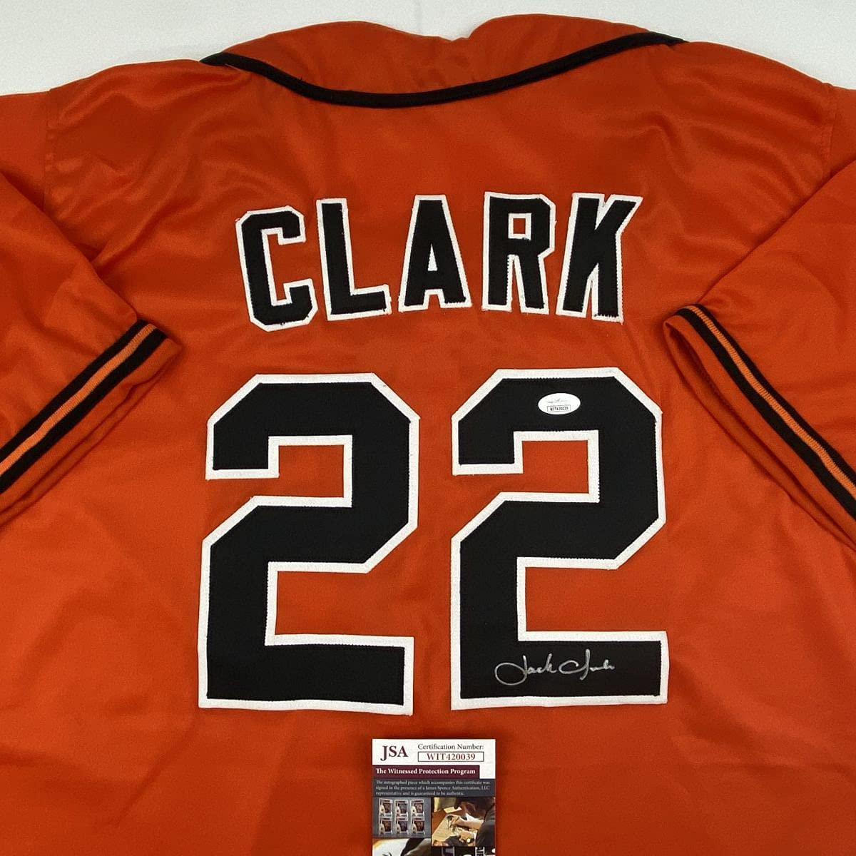 autographed-signed-jack-clark-san-francisco-orange-baseball-jersey-jsa-coa
